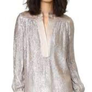 Tory Burch Metallic Silk Caspian Tunic Blouse